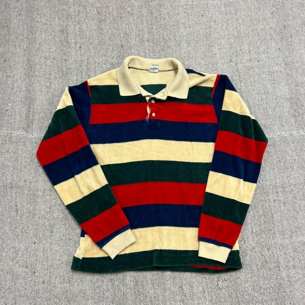 Vintage Medalist Striped Sweatshirt‎ Small 1970s Collared USA